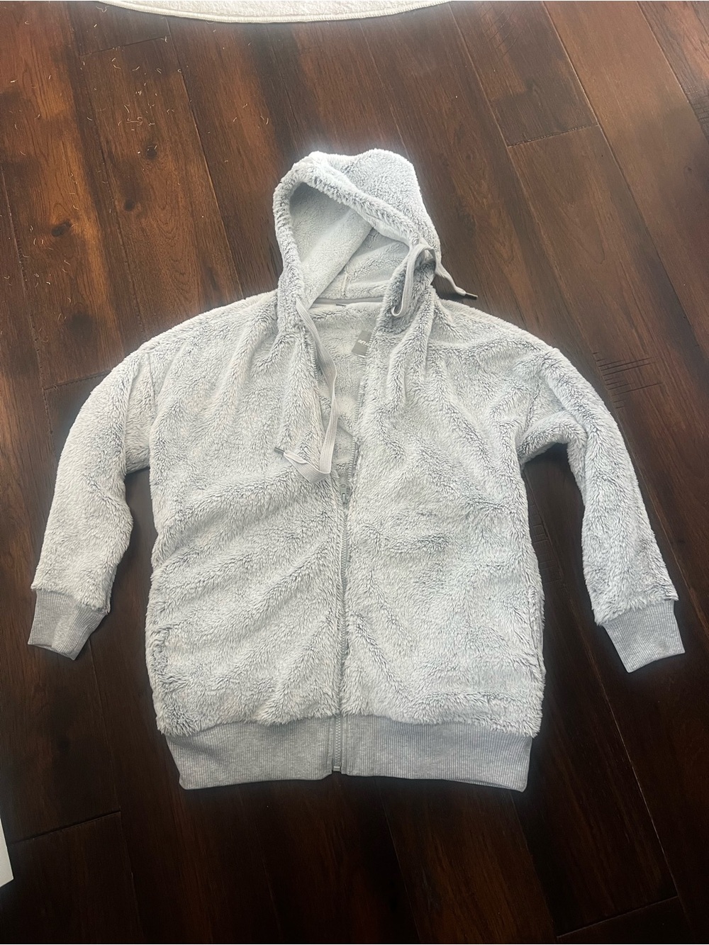 Cozy Light Gray Sherpa Hoodie Jacket
